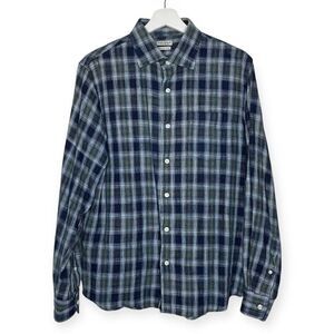 OOBE Oobe Brand Button Down Shirt Navy Blue Plaid Long Sleeve Men’s Size Medium